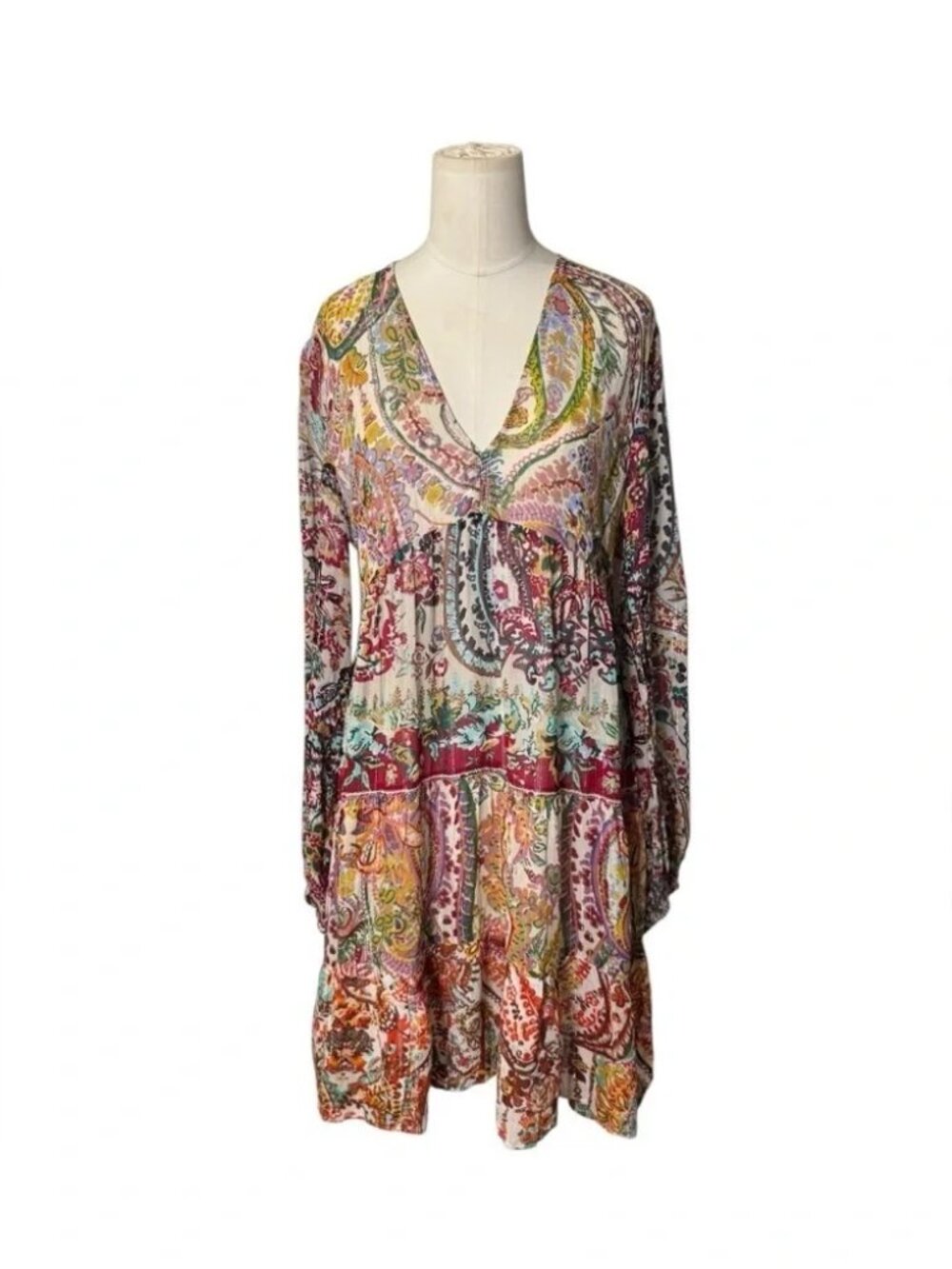 ZARA BOHO METALLIC THREAD PRINTED DRESS - Picture 5 of 10